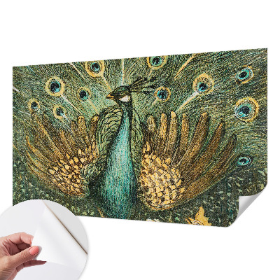 3D photo wallpaper mural featuring a majestic peacock