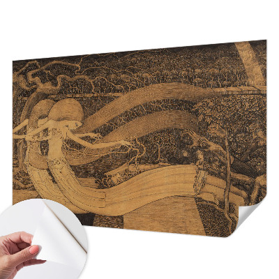 Nursery wall mural with surrealistic characters