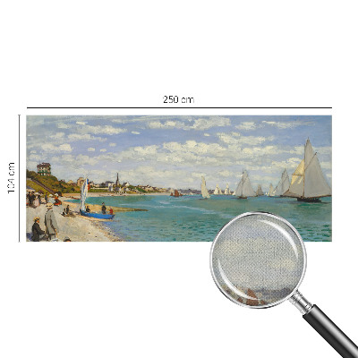 Baby room wall mural with a seaside landscape design
