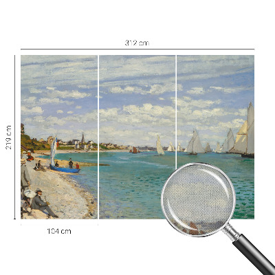 Baby room wall mural with a seaside landscape design