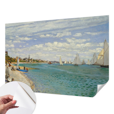Baby room wall mural with a seaside landscape design