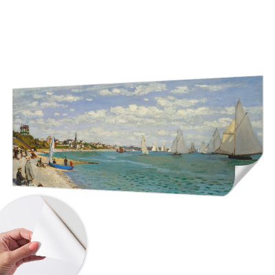 Baby room wall mural with a seaside landscape design