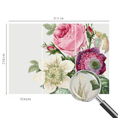 Peel and stick wallpaper mural with a floral bouquet design