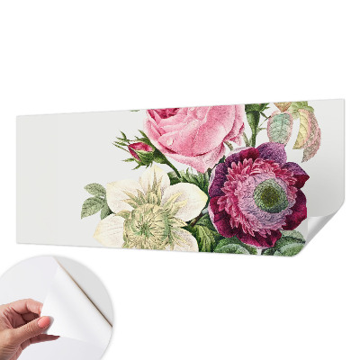 Peel and stick wallpaper mural with a floral bouquet design