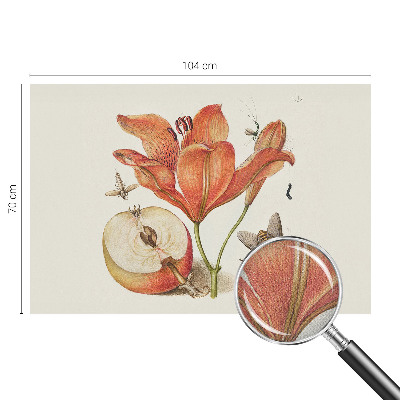 Self-adhesive wall mural with a botanical illustration design