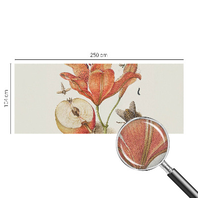 Self-adhesive wall mural with a botanical illustration design