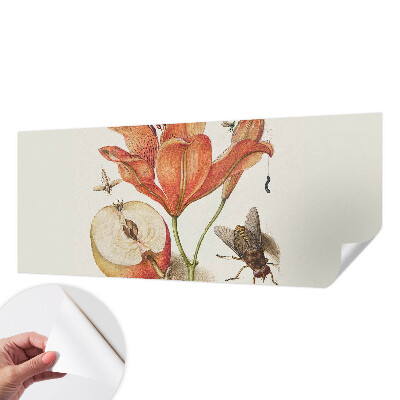 Self-adhesive wall mural with a botanical illustration design