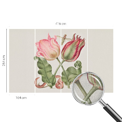Peel and stick wall mural featuring a tulip beauty design