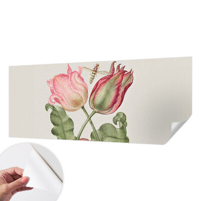 Peel and stick wall mural featuring a tulip beauty design