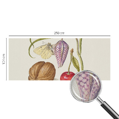 Self-adhesive photo wallpaper with a butterfly and plant motif
