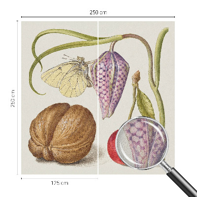 Self-adhesive photo wallpaper with a butterfly and plant motif