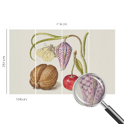 Self-adhesive photo wallpaper with a butterfly and plant motif
