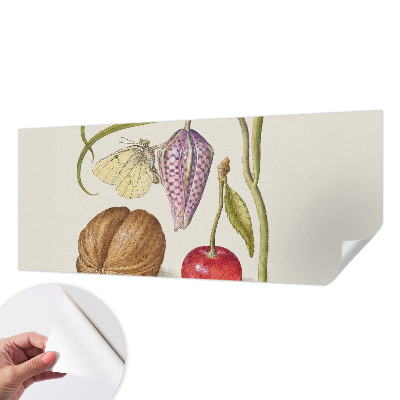 Self-adhesive photo wallpaper with a butterfly and plant motif