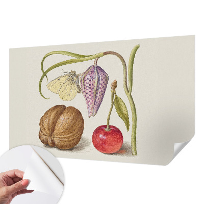 Self-adhesive photo wallpaper with a butterfly and plant motif
