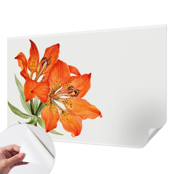 Stick-on wall mural with an orange lily motif