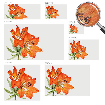 Stick-on wall mural with an orange lily motif