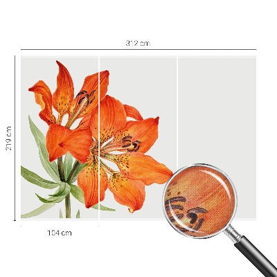 Stick-on wall mural with an orange lily motif