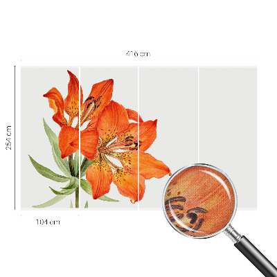 Stick-on wall mural with an orange lily motif