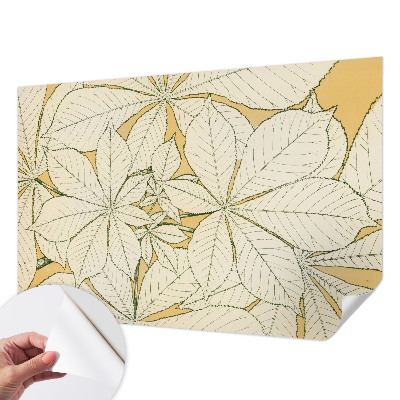 Peel and stick wall mural for living room with a chestnut leaves design