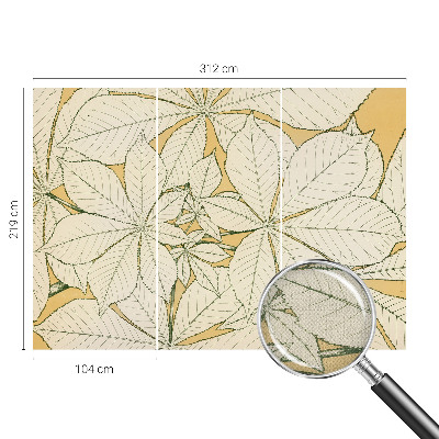 Peel and stick wall mural for living room with a chestnut leaves design