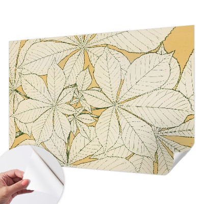 Peel and stick wall mural for living room with a chestnut leaves design