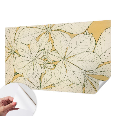 Peel and stick wall mural for living room with a chestnut leaves design