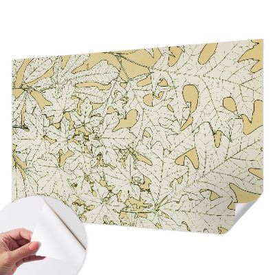 Removable wall mural wallpaper with a tree leaves design