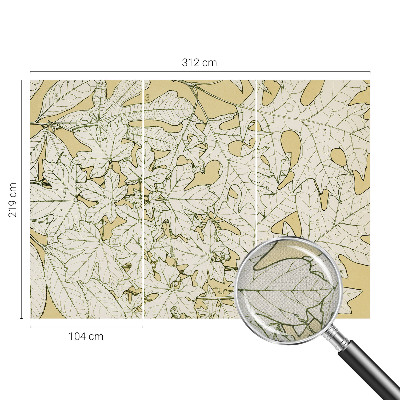 Removable wall mural wallpaper with a tree leaves design