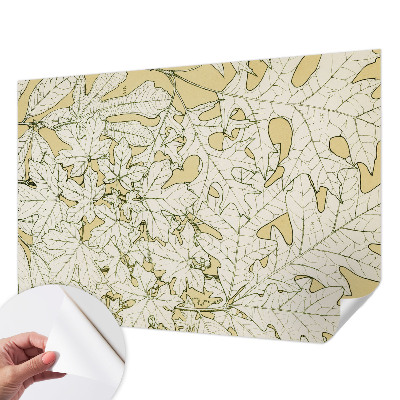Removable wall mural wallpaper with a tree leaves design