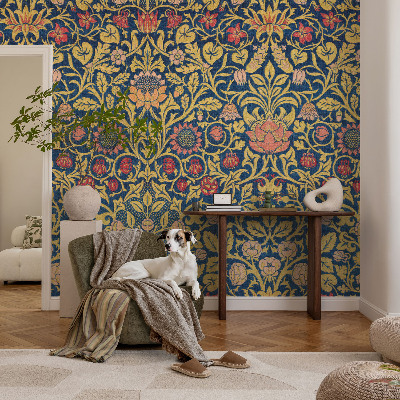 Peel and stick wall mural for bedroom with a floral pattern