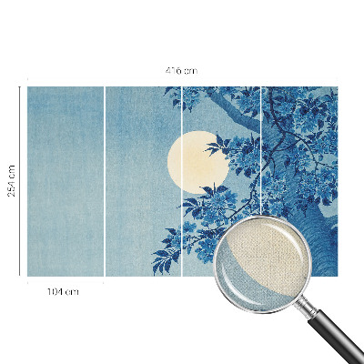 Peel and stick wall mural for kids' room with a flower moon design