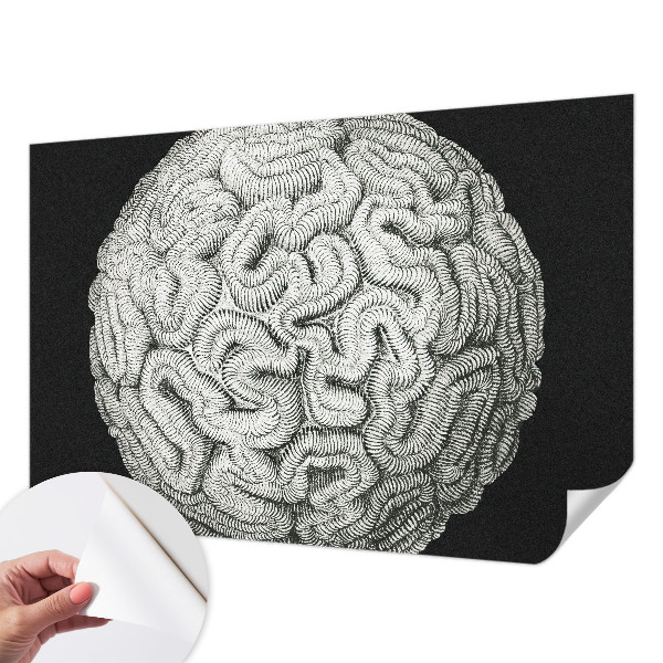 3D wall mural featuring a spherical structural pattern