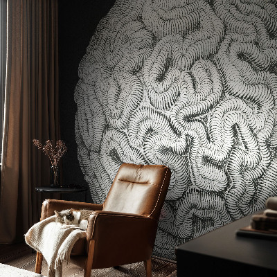 3D wall mural featuring a spherical structural pattern