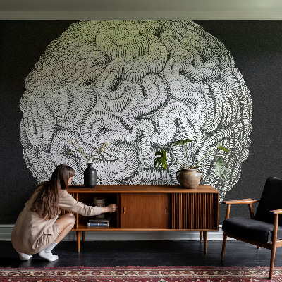 3D wall mural featuring a spherical structural pattern