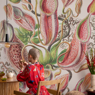 Children's wall mural with plant details