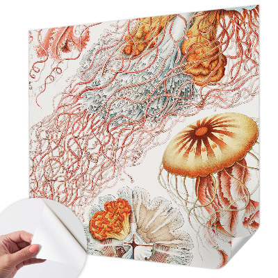 Peel and stick wall mural with a fancy jellyfish design