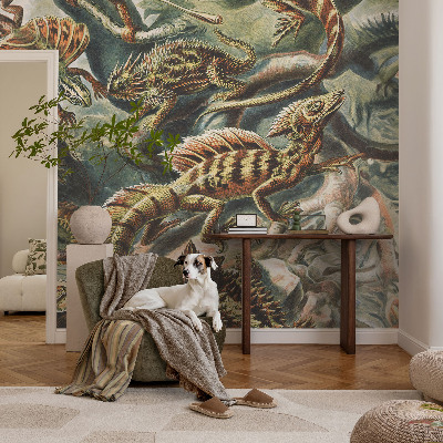 Baby room wall mural with an exotic reptiles design