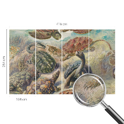 Self-adhesive wall mural with a turtle fauna motif
