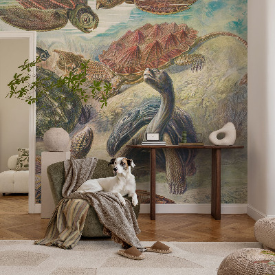 Self-adhesive wall mural with a turtle fauna motif