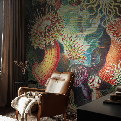 Self-adhesive photo wallpaper with a pattern of fancy anemones