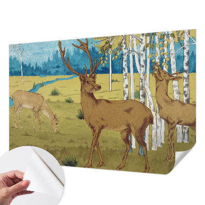 Removable wall mural with a forest harmony design
