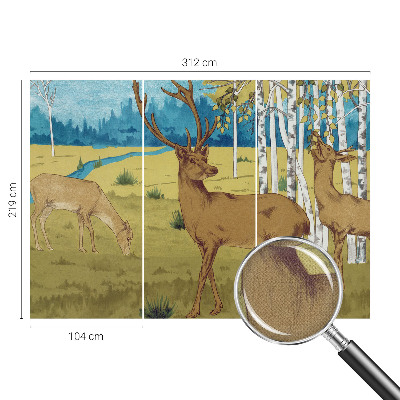 Removable wall mural with a forest harmony design