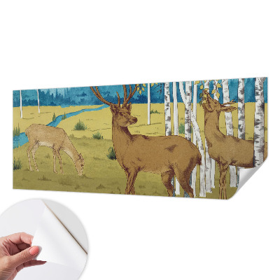 Removable wall mural with a forest harmony design