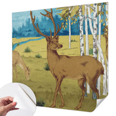 Removable wall mural with a forest harmony design