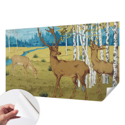 Removable wall mural with a forest harmony design
