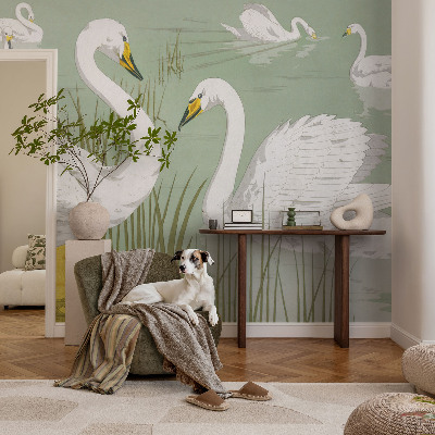 Stick-on wall mural with a Swan Lake design