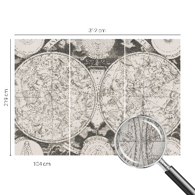 Removable wall mural wallpaper with a star map design