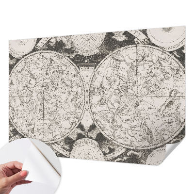 Removable wall mural wallpaper with a star map design