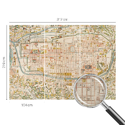 Peel and stick wall mural for living room with an antique map design