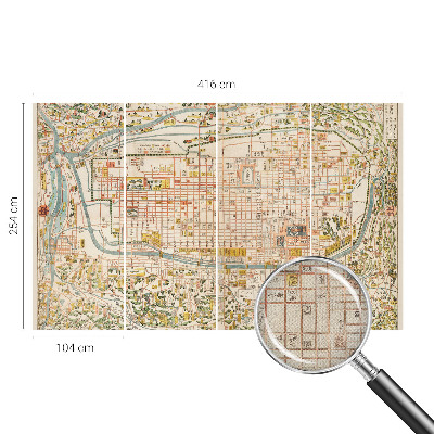 Peel and stick wall mural for living room with an antique map design